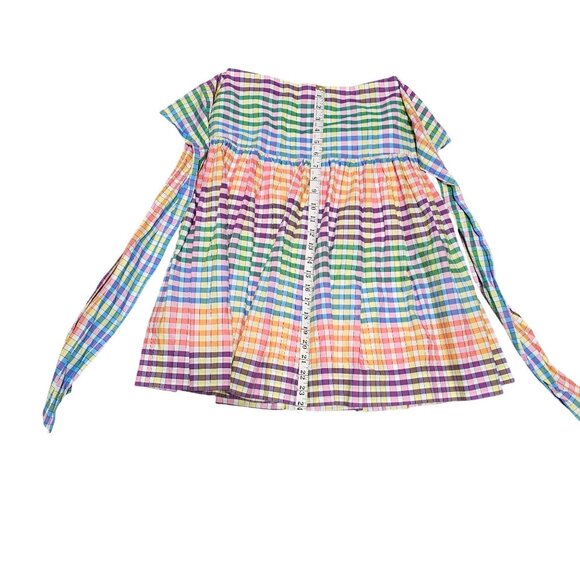 J. Crew Multicolor Plaid Cotton Blend Skirt With Bow Tie Waist Size 0 - Picture 7 of 8